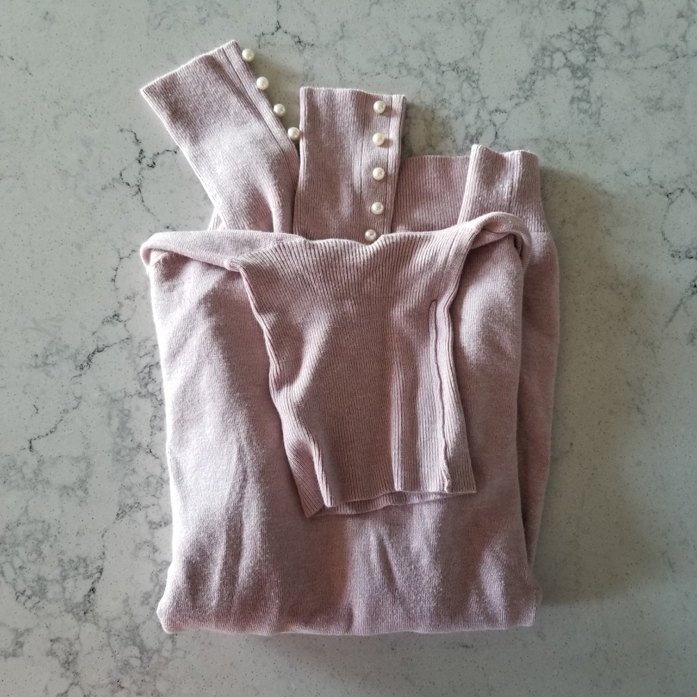 Zara fitted sweater with pearl buttons